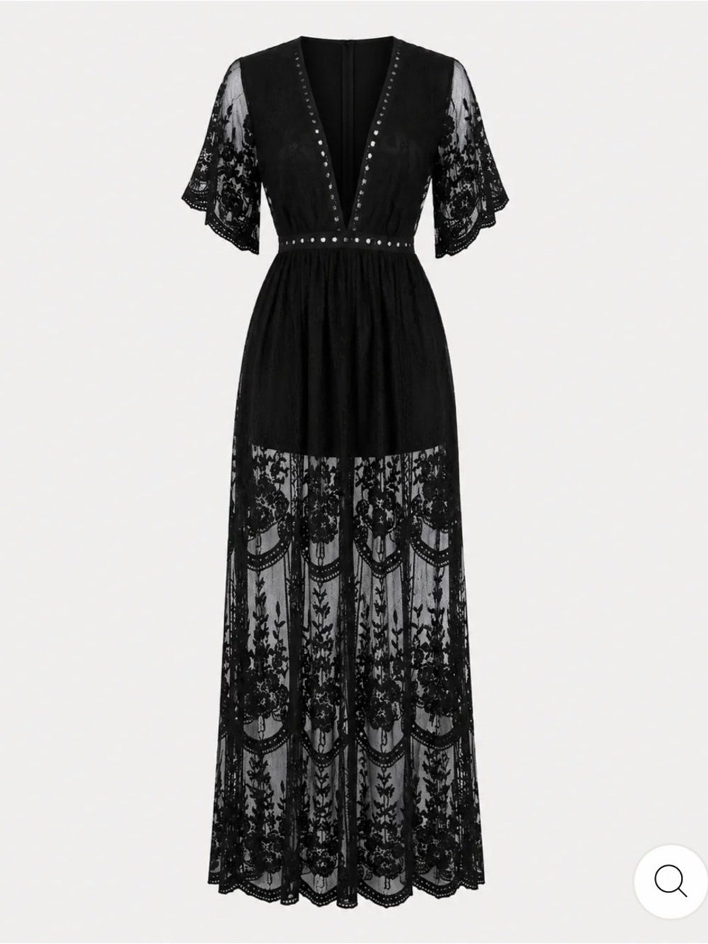 Honey Punch Black Lace Deep V Maxi Dress - Picture 3 of 5